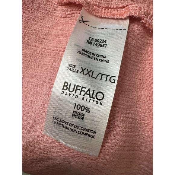 Buffalo David Bitton Size XXL V Neck Crinkle Short Sleeve Pink Cut Out Trim - Picture 3 of 7